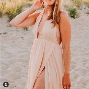 PrettyLittleThing Cream Maxi Dress